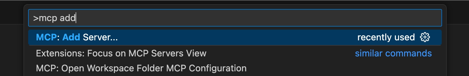 VS Code user settings in command palette VS Code user settings in command palette